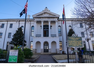 Oxford, Mississippi - January 13, 2022: Historical Lafayette County Courthouse Building In The Town Square