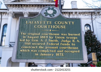 Oxford, Mississippi - January 13, 2022: Historical Lafayette County Courthouse Building In The Town Square