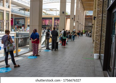 Oxford, Oxfordshire, United Kingdom,15 June 2020: Shops And Stores Are Back Open Re-open In The UK As Coronavirus Covid Restrictions Are Lifted 2m Social Distance