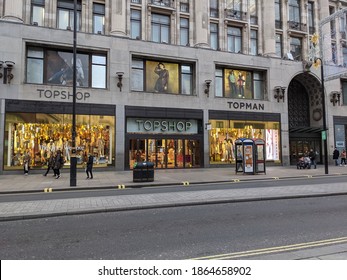 Oxford Street London. 29th November 2020. Topshop shop front Oxford Street