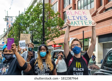 OXFORD STREET, LONDON/ENGLAND- 6 September 2020: BLM Protesters As Part Of An All Black Lives UK Protest In Central London