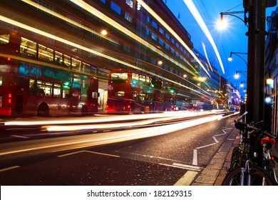 Oxford street in night, London, United Kingdom.