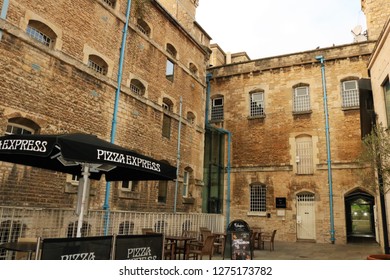 Oxford, UK 04.01.2019 - Oxford Castle And Prison Tourist Attraction With Restaurants And Bars. 