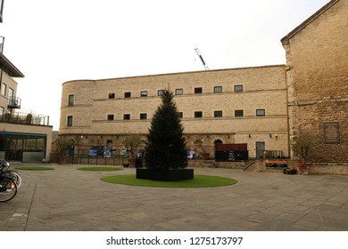 Oxford, UK 04.01.2019 - Oxford Castle And Prison Tourist Attraction With Restaurants And Bars. 