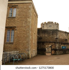 Oxford, UK 04.01.2019 - Oxford Castle And Prison Tourist Attraction With Restaurants And Bars. 