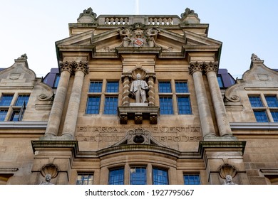 Oxford, UK - 11.10.2020: Cecil Rhodes Statue In Front Of Oriel College Oxford Has Been In The Focus Of The Rhodes Must Fall Movement At The University Of Oxford