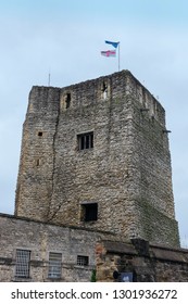 Oxford, UK 31.12.2018 - Oxford Castle And Prison Tourist Attraction With Restaurants And Bars

