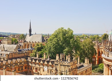 Oxford, UK - July 02 2018: Oxford Is The Oldest University In The UK And Known For Its Dreaming Spires. 