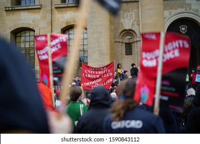OXFORD, UNITED KINGDOM - NOVEMBER 25, 2019: The first day of eight-day strikes by the University and College Union (UCU), and its members gathered much attention from its members and supporters.