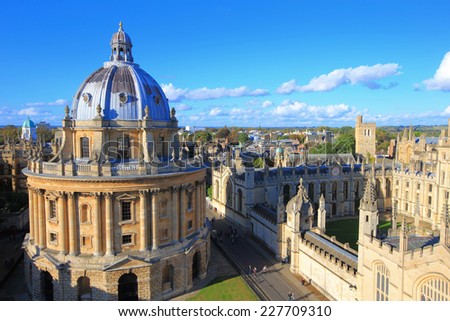 The Oxford University City, Photoed in the top of tower in St Marys Church. All Souls College, United Kingdom, England