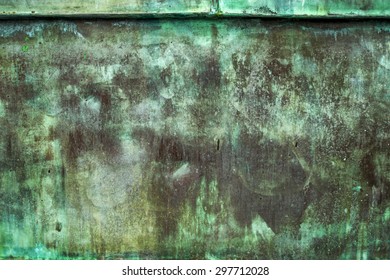 Oxidized Green Copper Metal Plate Texture As Industrial Rustic Background