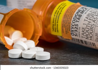 Oxycodone is the generic name for a range of opoid pain killing tablets. Prescription bottle for Oxycodone tablets and pills