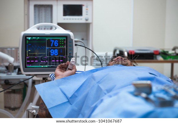 Oxygen Level Meter Finger Operating Room Stock Photo Edit