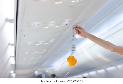 An Oxygen Mask On The Plane.selective Focus, Soft Focus .