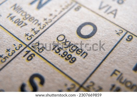 Oxygen on periodic table of the elements.