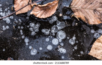 Oxygen Trapped Under Ice In Winter