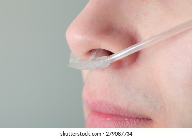 Oxygen Tube In The Patient's Nose