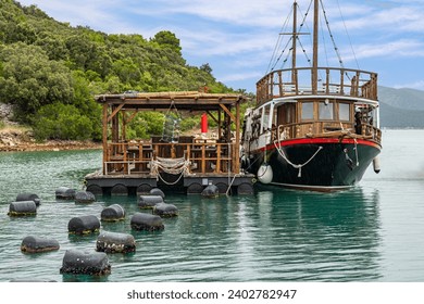 Oyster fishing trawler boat on the Adriatic Sea.