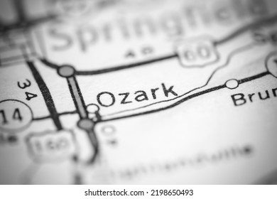 Ozark. Missouri. USA On A Geography Map.