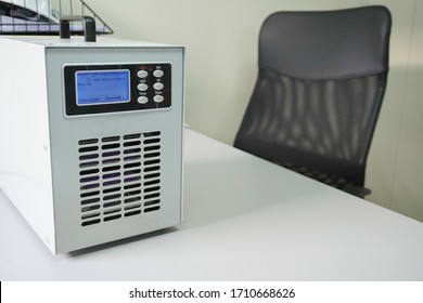 Ozone Generators Placed On The Table In Office Room To Cleaning And Disinfection During Corona-virus Epidemic. (Covid 19)