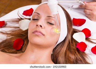 Ozone Treatment On Face At The Beautician.