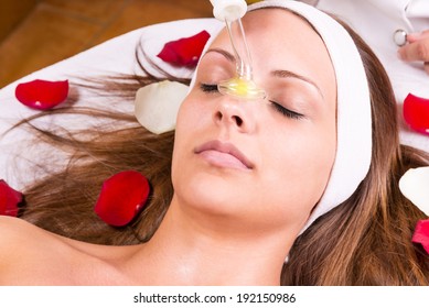 Ozone Treatment On Face At The Beautician.