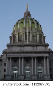 Pa State Capitol Twilight White Lights