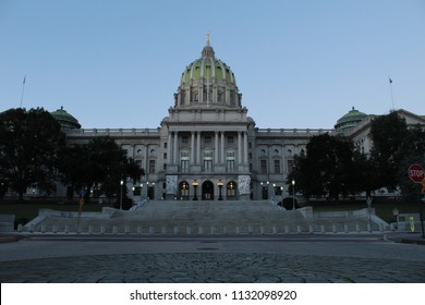 Pa State Capitol Twilight White Lights