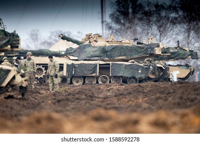 Pabrade/Lithuania December 13, 2019
US Army 9th Regiment 1st Army Battalion From Fort Hood, Texas, Is Training An Abrams Combat Tank.