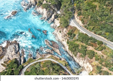 Pacific Coast Highway On Ocean Drone