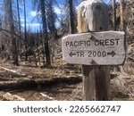 Pacific Crest Trail sign along the Matthieu Lakes Trail 