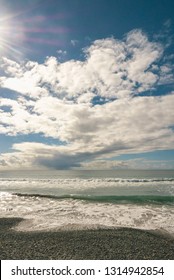 Pacific ocean with dramatic cloud formations, Torrey Pines State Natural Reserve, San Diego, California, USA