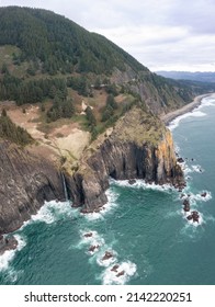 The Pacific Ocean washes against the beautiful coastline of Oregon, not far west of Portland. The scenic U.S. Route 101 runs right along this beautiful part of the west coast.