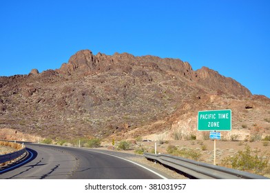 Pacific Time Zone On Highway 93, Arizona, USA