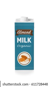 Pack Of Almond Milk On White Background