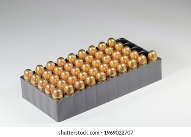 pack of bullet 11 mm or .45 acp FMJ (Full Metal Jacket ) ready for use, isolate on white background