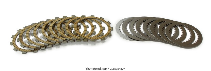 pack of clutch discs for motorcycle engine . High quality photo