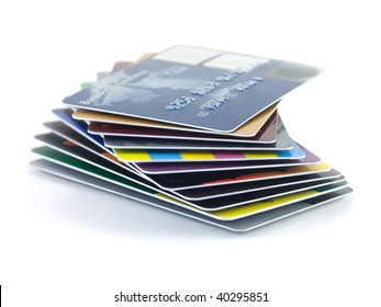 Pack Of Credit Cards Isolated On A White Background