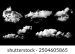 Pack of isolated clouds on black background