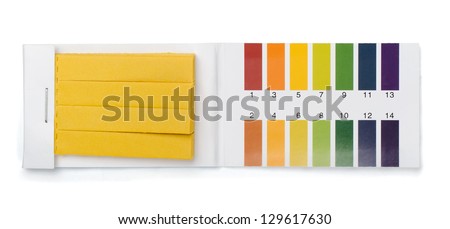 Pack of litmus test paper and color samples isolated on white