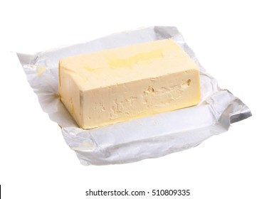 A Pack Of Margarine 500 G That Is Opened On White Background.