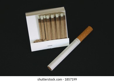Pack of Matches with a Cigarette - Isolated Object