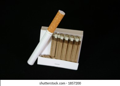 Pack of Matches with a Cigarette - Isolated Object