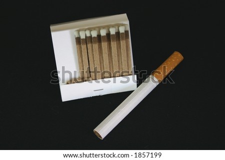 Pack of Matches with a Cigarette - Isolated Object