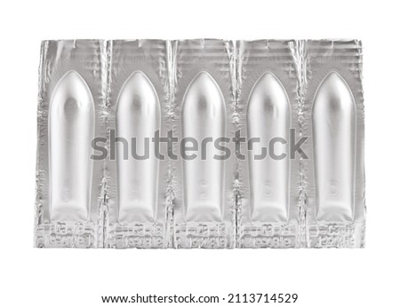 A pack of suppositories isolated on white background