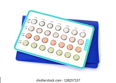 Package Of Birth Control Pills White Background