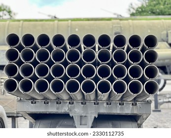 Package of guides for multiple rocket launch system BM-21 "Grad"