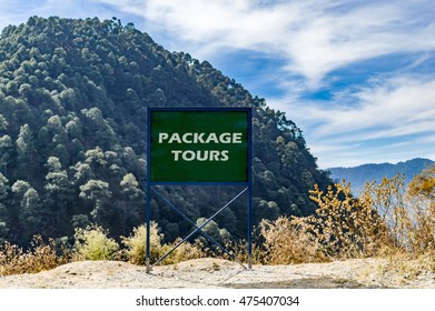 Package tours text message on the board.