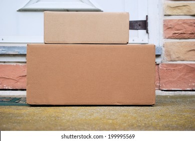 Packages On A Front Door Step