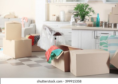 Packed Household Goods For Moving Into New House